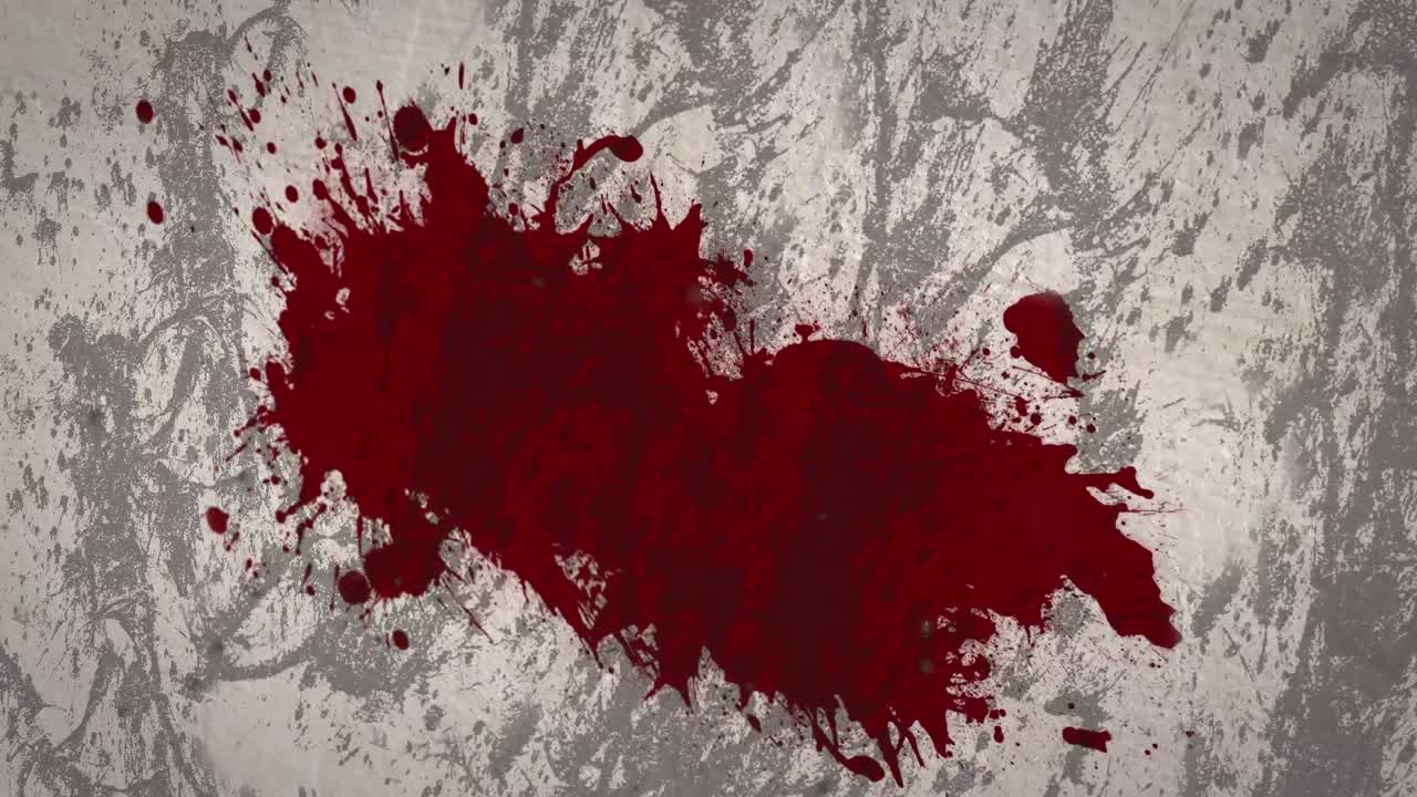 animación digital de salpicaduras de pintura roja con espacio de copia contra la textura grunge sobre fondo gris