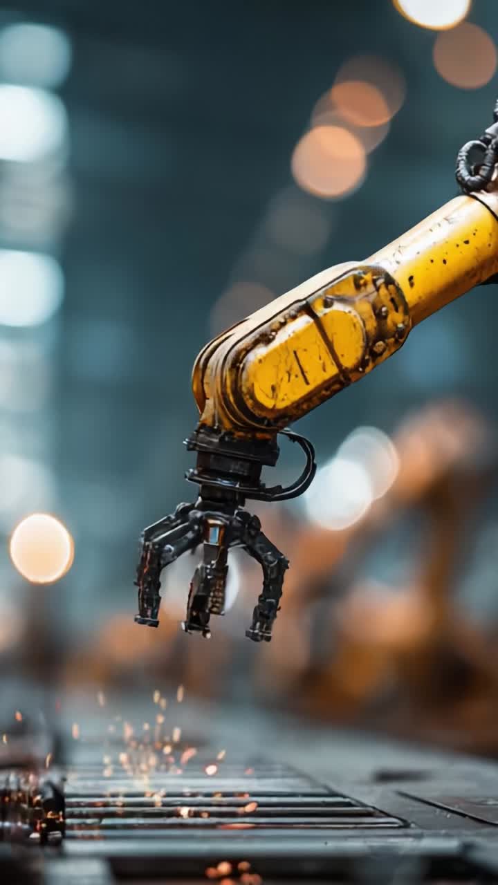 A Close-Up View of an Advanced Robotic Arm in Action, Showcasing Precision Engineering and High-Tech Automation in a Modern Manufacturing Environment