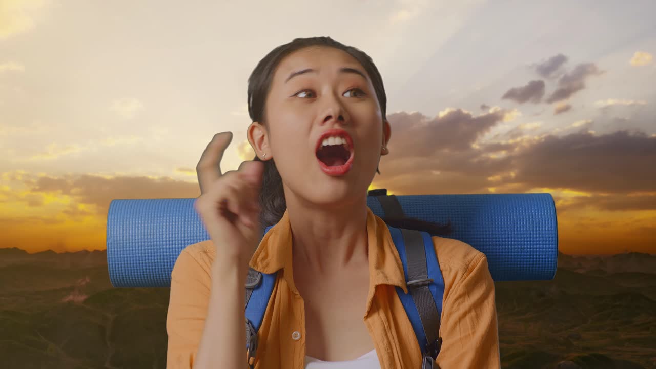 Excited Tourist at Sunrise