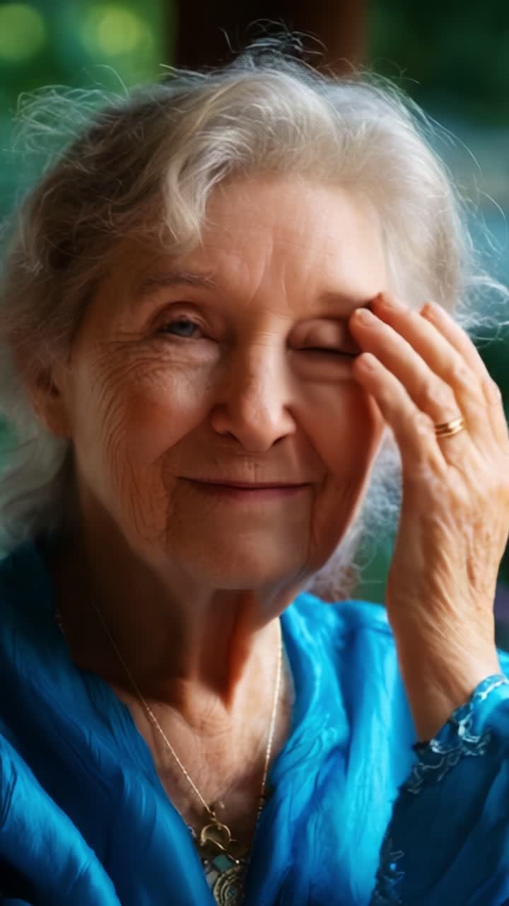 A Heartwarming Transformation: A Joyful Elderly Woman Reveals Happiness in Two Contrasting Expressions of Emotions and Connection