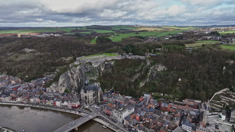 Dinant-from-the-heavens:-A-dance-of-river-reflections,-historic-silhouettes,-and