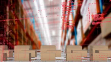 Animation-of-data-processing-over-cardboard-boxes-on-conveyor-belts-in-warehouse
