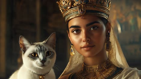 egyptian queen with a cat