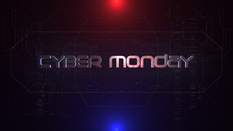 lunes cibernético en la pantalla de la computadora con rejilla y luz de neón