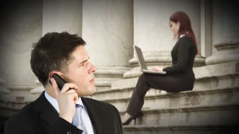 hombre de negocios que trabaja al aire libre