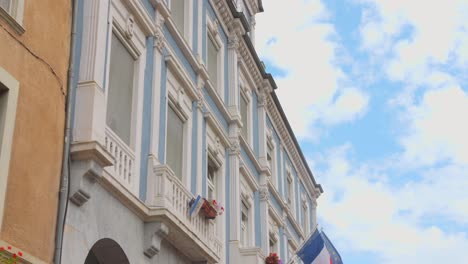 low angle view of vintage architecture shot of buildings and houses in vizille, france during daytime. 4k.