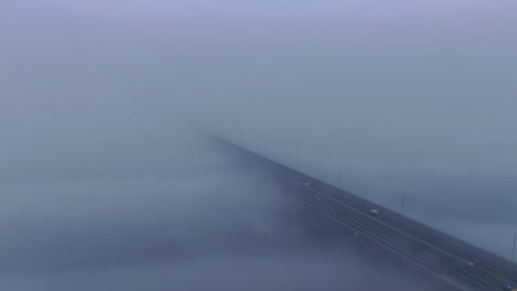 highway bridge over a cloud of dreamy atmosphere