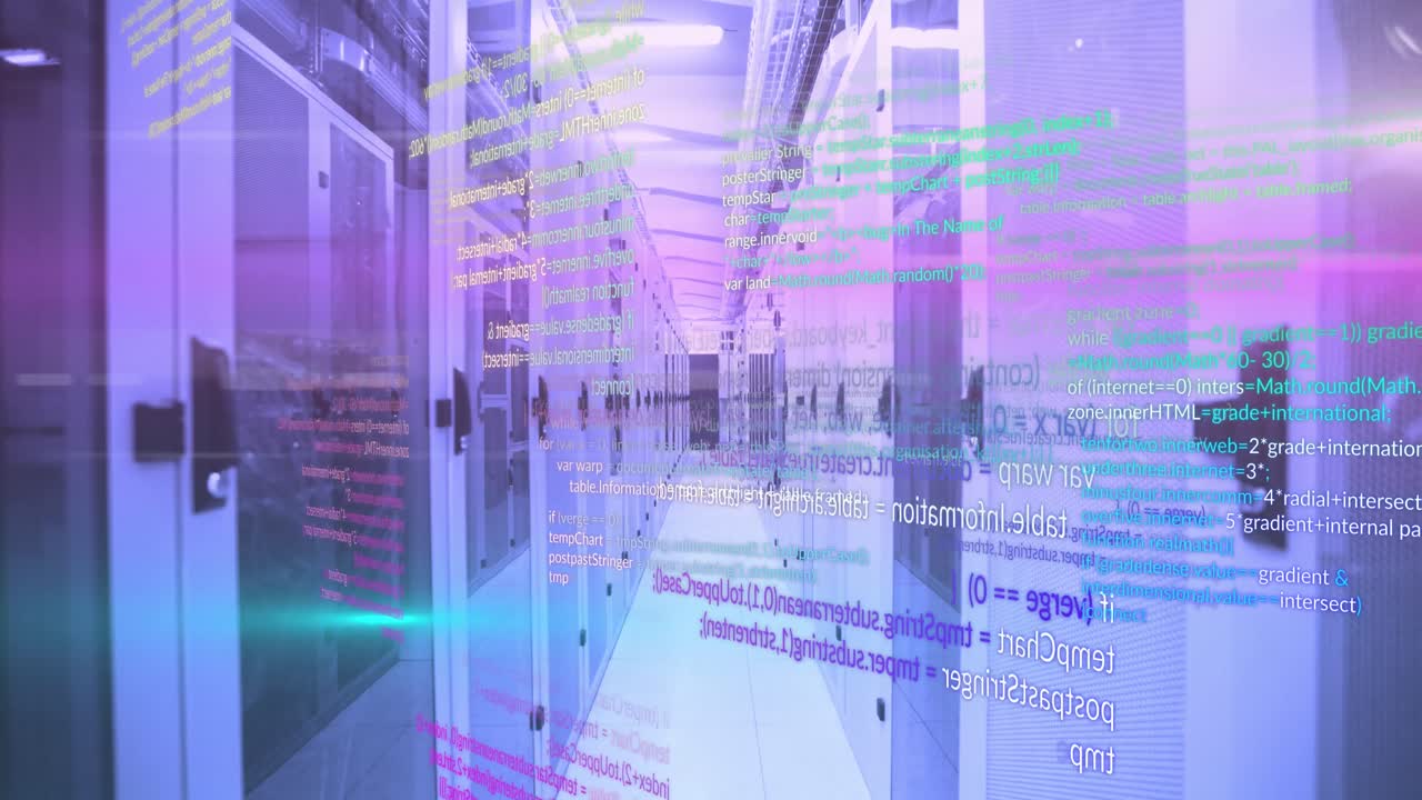 animación del procesamiento de datos a través de servidores informáticos