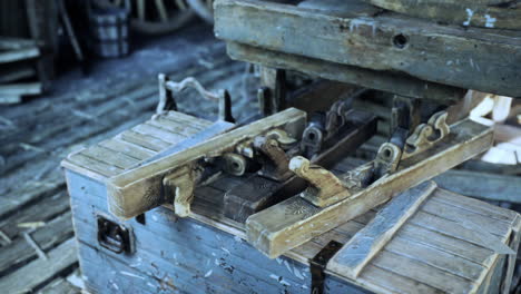 vintage woodworking tools in a workshop