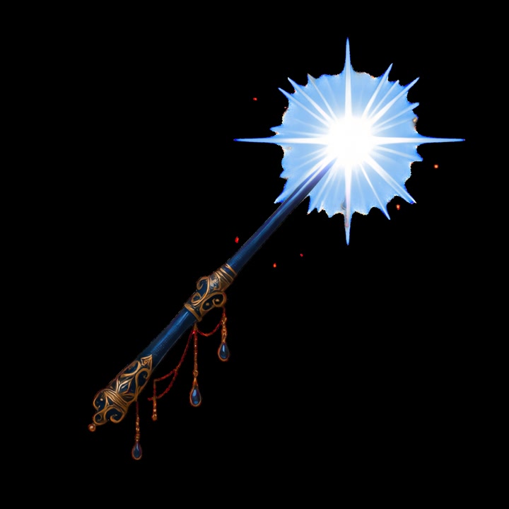 Animated Magic Wand Casting a Glowing Light Spell