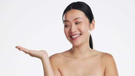 Asian-woman,-face-and-advertising-space-for-beauty