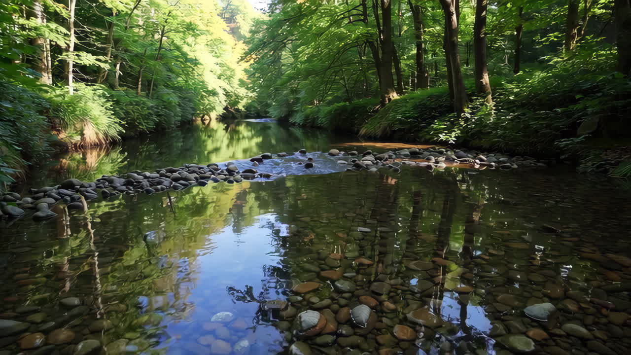 조용한 숲 강 풍경