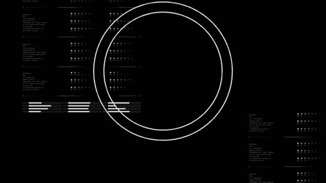 Animation-Der-Datenverarbeitung-über-Weißen-Kreisen-Auf-Schwarzem-Hintergrund