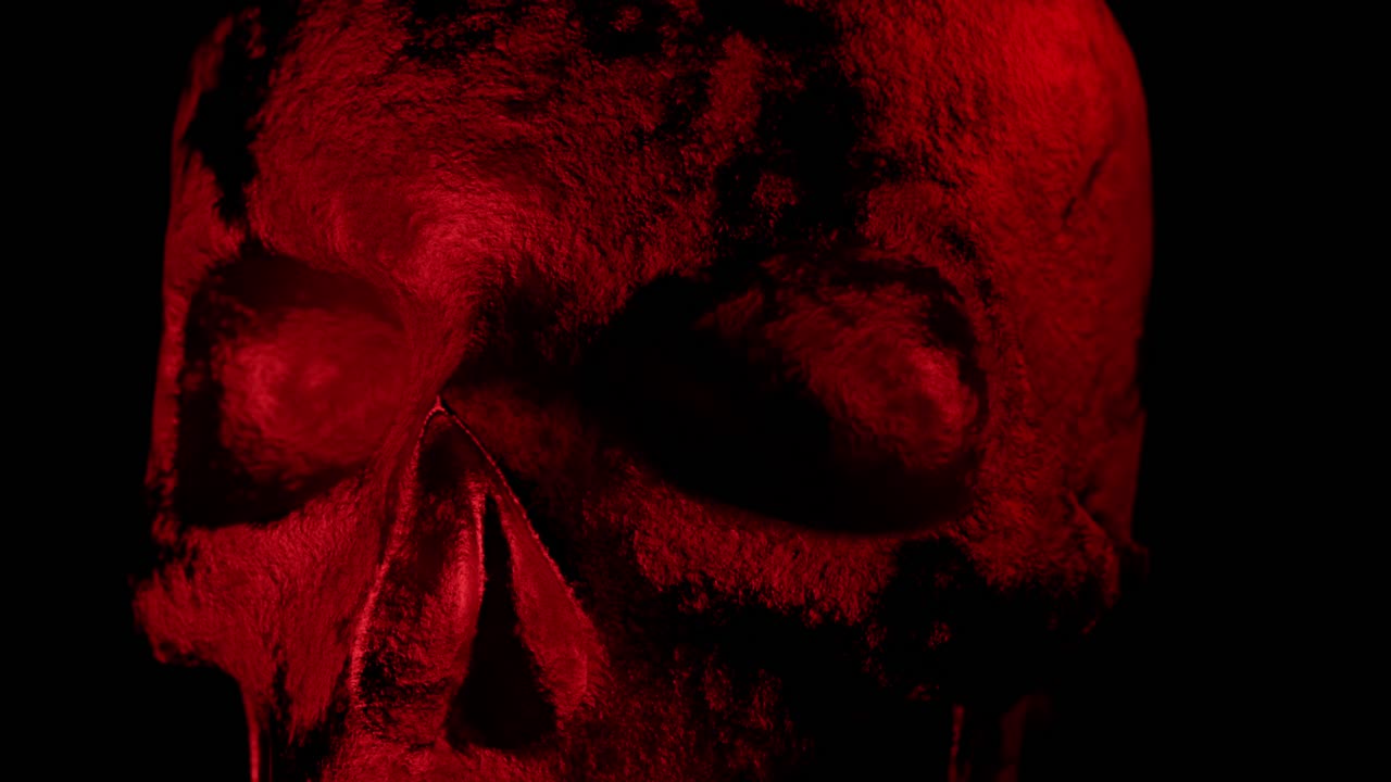 cráneo rojo brillante