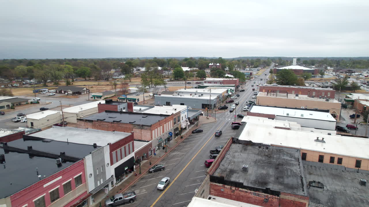 Claremore, Oklahoma Main Street - Will Rogers Blvd and Route 66, USA Aerial
