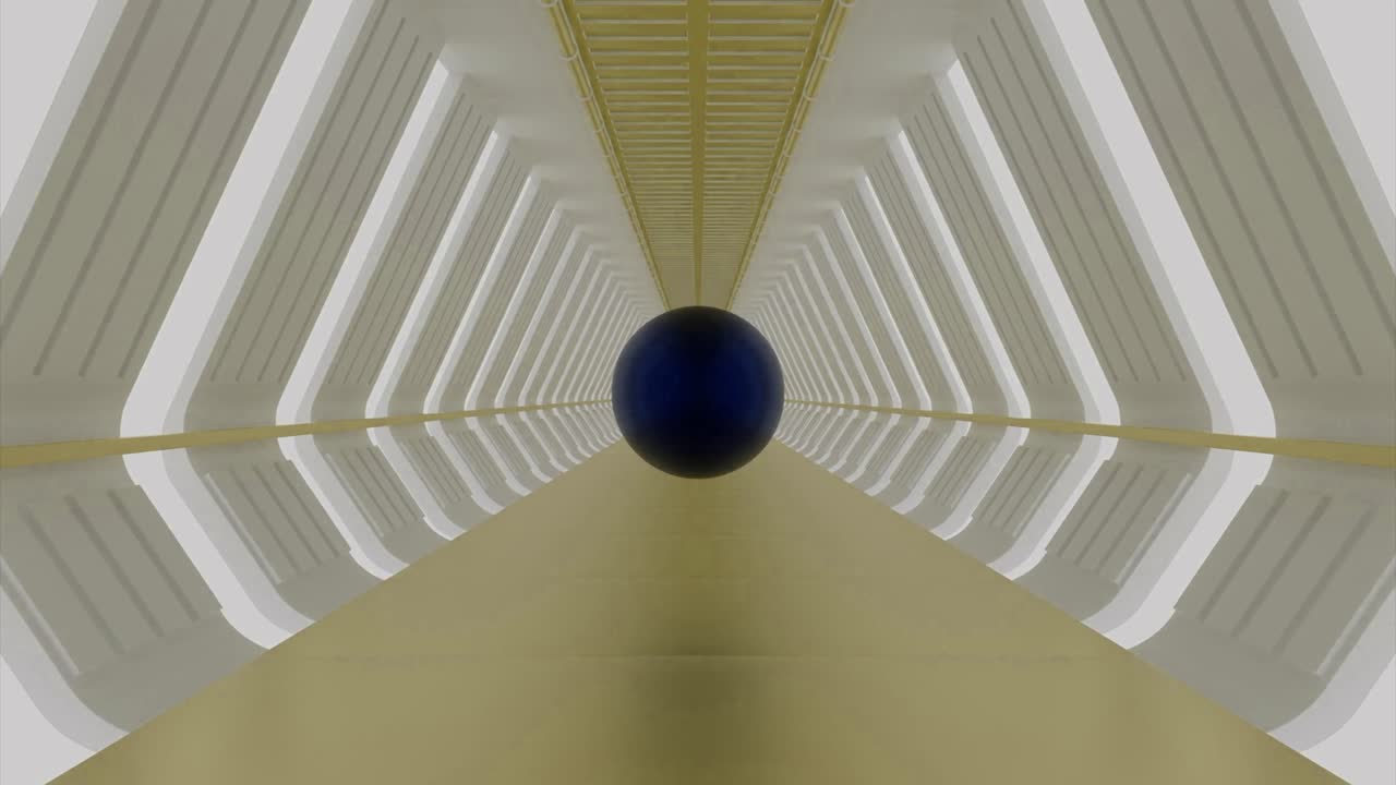 abstracto pasillo futurista con una esfera