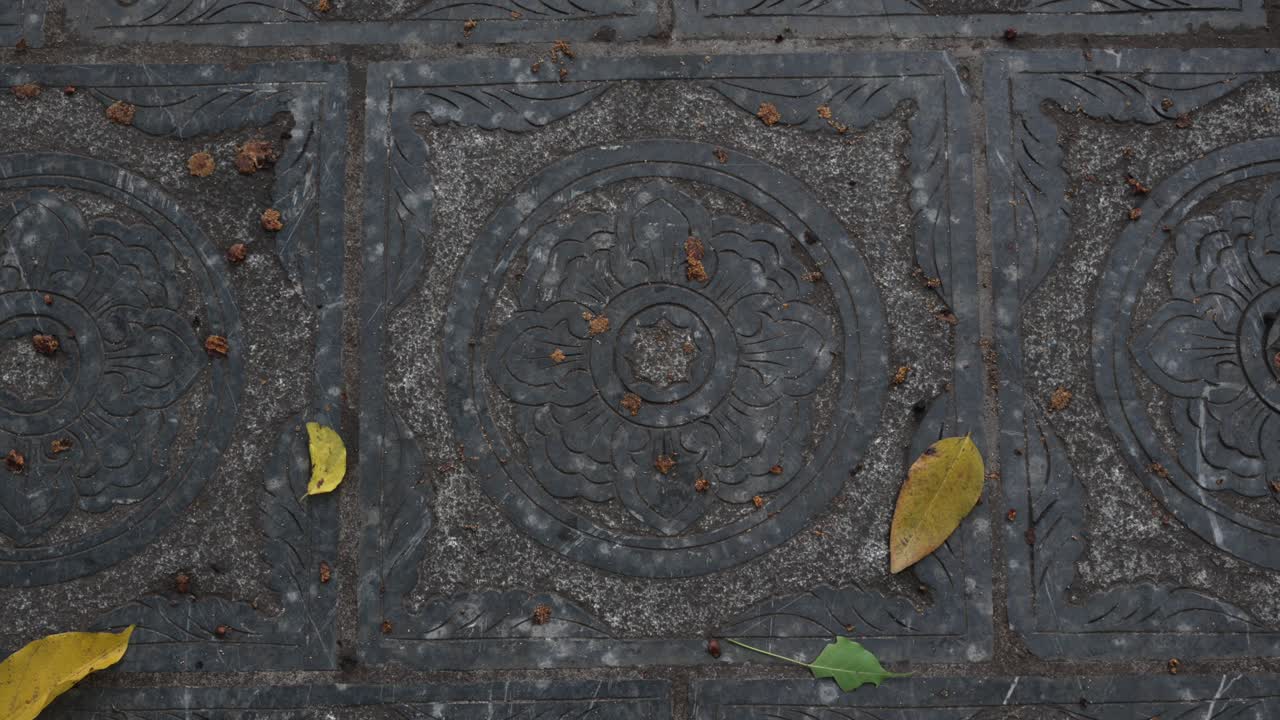 Decorative paving stone tiles Hanoi Vietnam Old QUarter street art decotation