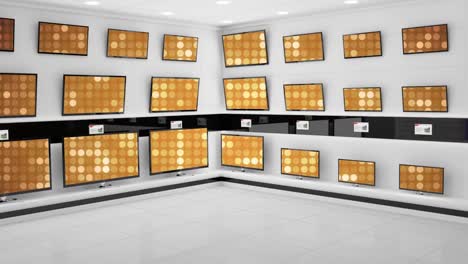 Displayed-monitors-showing-gold-disco-light-effects