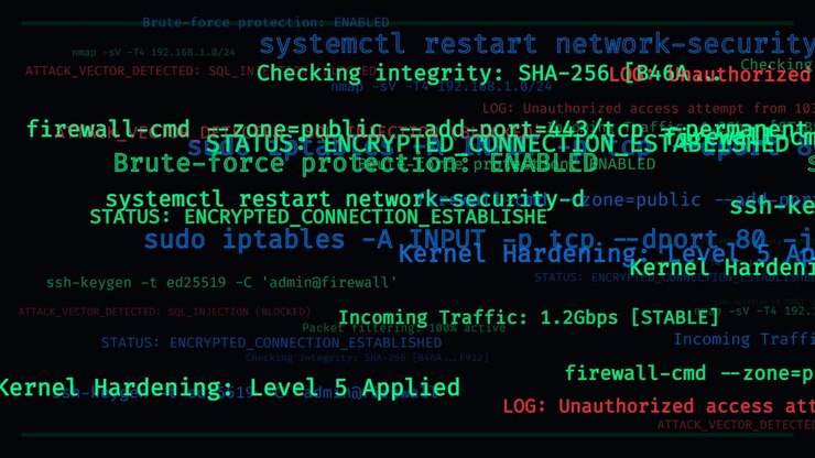 Cybersecurity Network Monitoring Interface with Security Logs and Commands