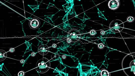 animation of network of connections over data processing