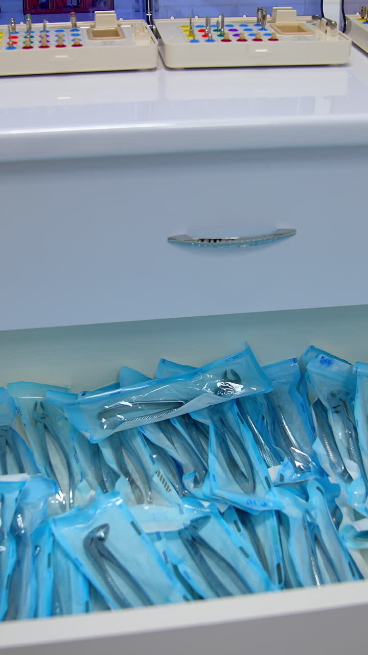 Medical equipment and stomatology. Professional dentist tools in dental office