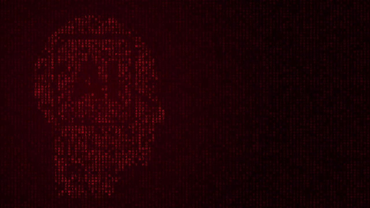 Digital Human Head Silhouette Formed by Streaming Red Code