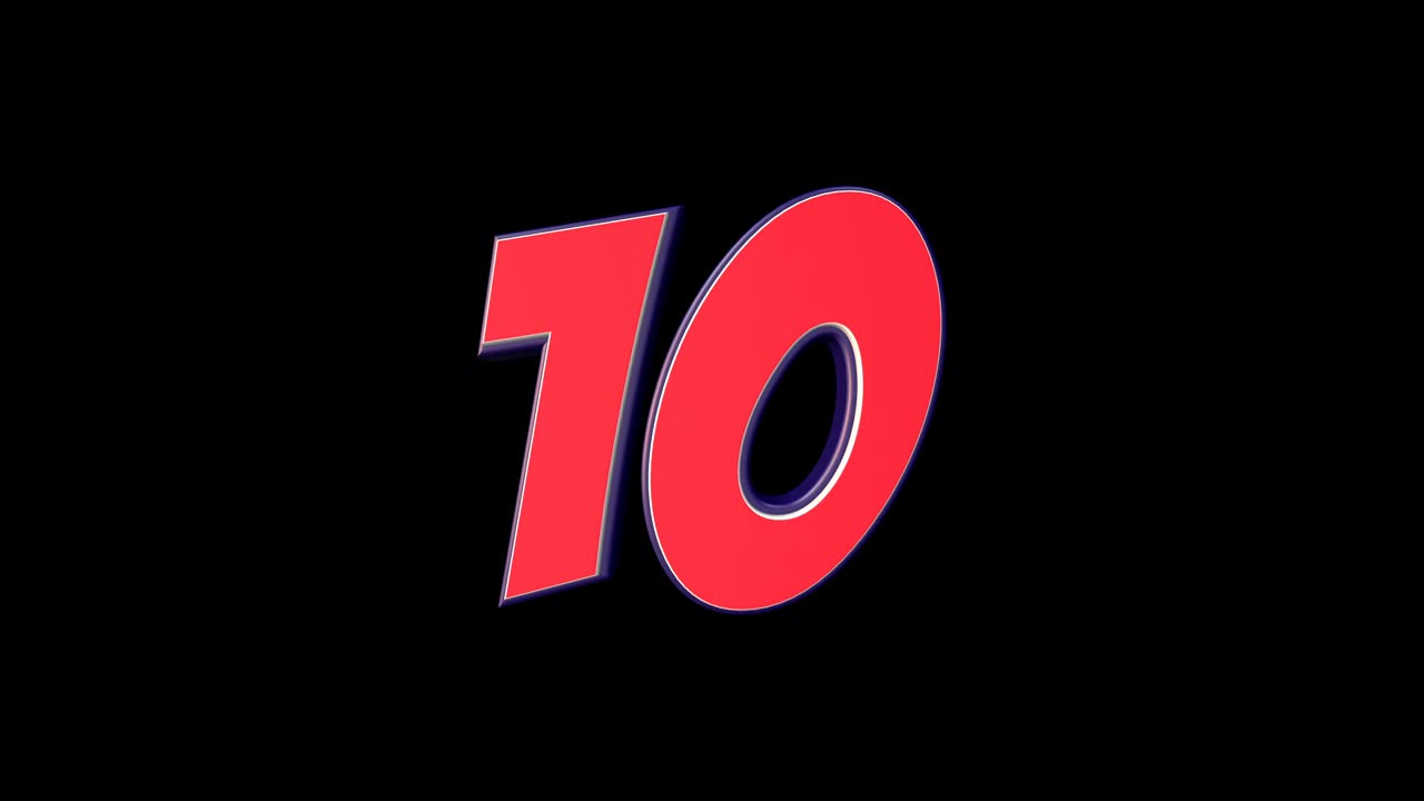 10, diez, número número cómico, con alfa mate, bucle