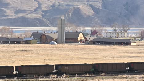 Journey-Across-the-Fields:-Catching-the-Scenic-Tapestry-of-a-Train-Amid-Kamloops-Farmland