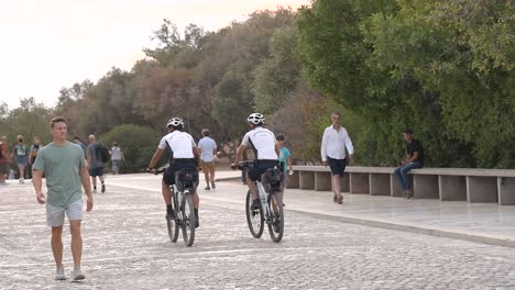 cyclists and pedestrians sharing a scenic pathway