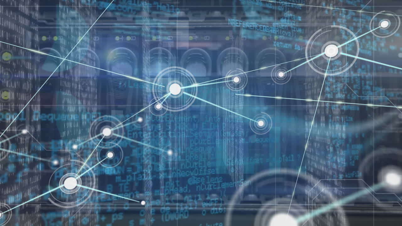 Animation of network of connections over server room