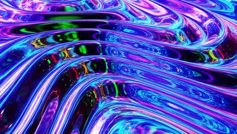 liquid pattern like waves in looped motion. 3d stylish abstract iridescent bg of wavy surface like brilliant liquid glass with rainbow beautiful gradient colors. 4k trendy colorful fluid animation.