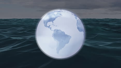 animación del globo que gira sobre el paisaje marino