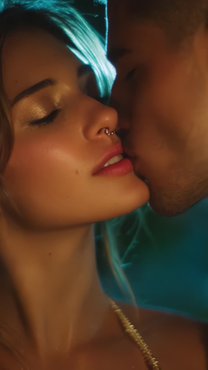 Momentos íntimos: Una conexión cautivadora entre dos amantes en un entorno encantador con iluminación suave, que destaca la emoción y la ternura en su abrazo