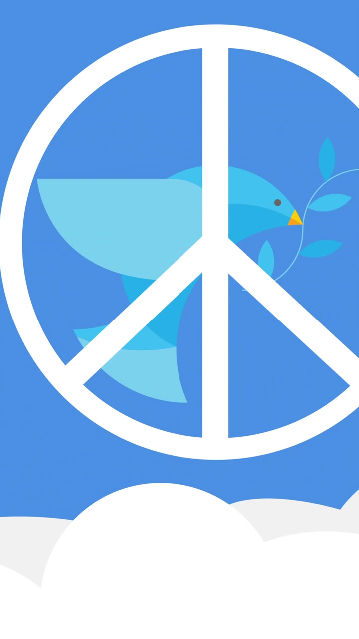 Animation of peace symbol on blue background