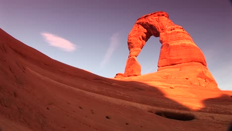 medium shot of delicate arch in arches national park utah