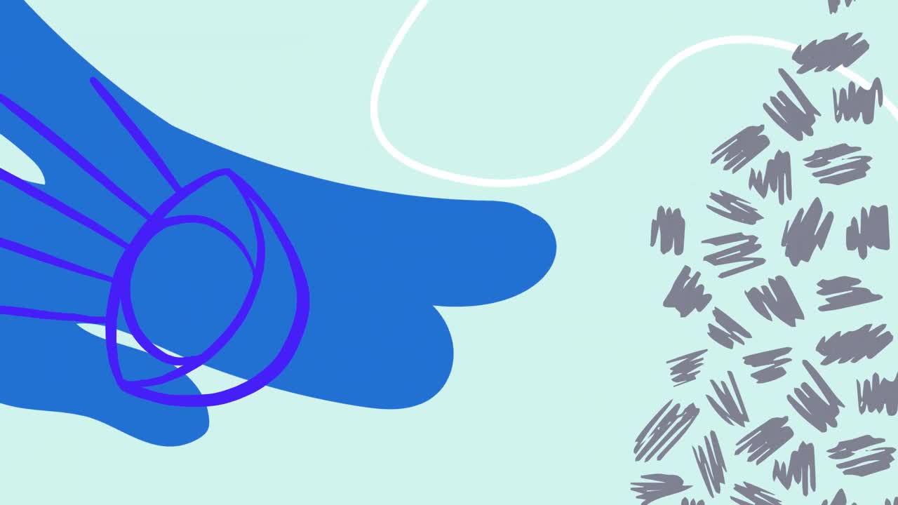 푸른색, 회색 및  ⁇ 색 및 추상적인 유기적 형태의 애니메이션이 연한 파란색 배경에 움직입니다.