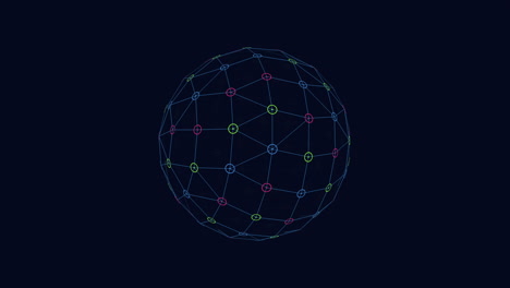 multicolored spherical object with complex network of lines and connections