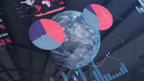 Animation-of-globe-and-statistics-processing-and-warehouse