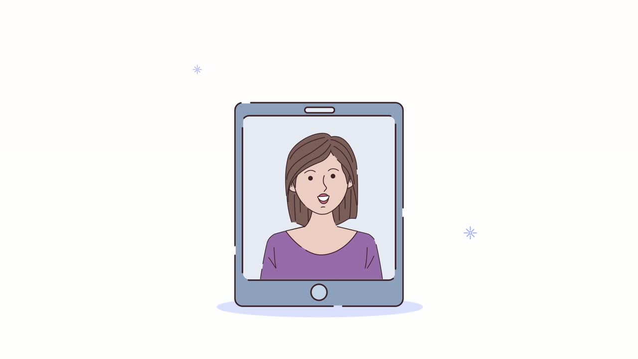 digital work animation with woman in tablet