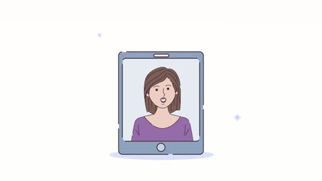 animación de trabajo digital con mujer en tableta