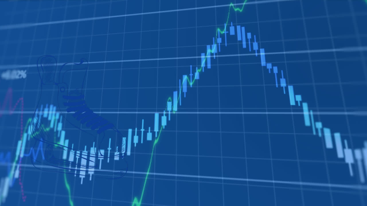 Animation of data processing over shoes icons