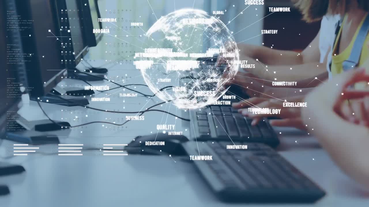 데이터 및 연결 네트워크와 함께 회전하는 지구