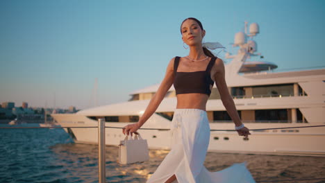 stylish woman on a yacht