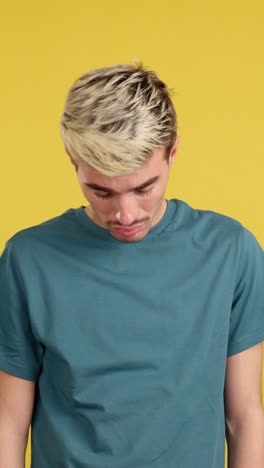 man in blue t-shirt