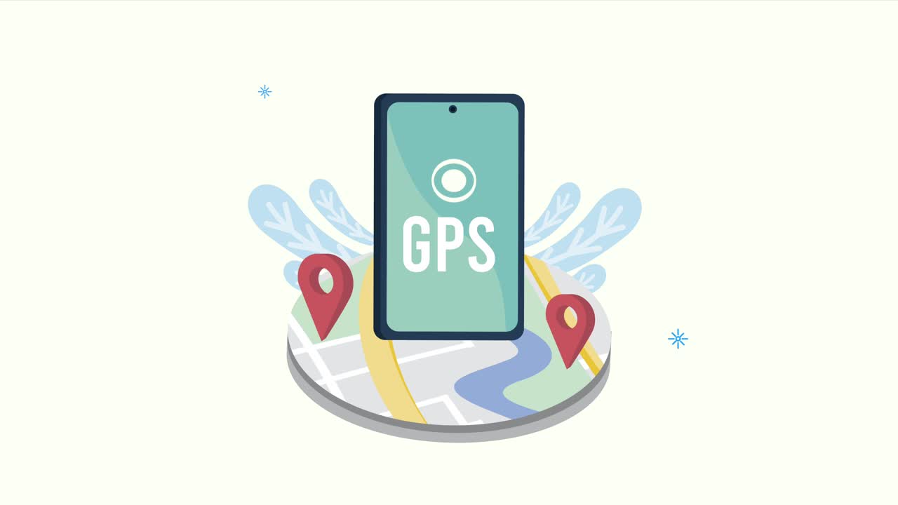 marca de ubicación gps en el mapa y el dispositivo de teléfono inteligente