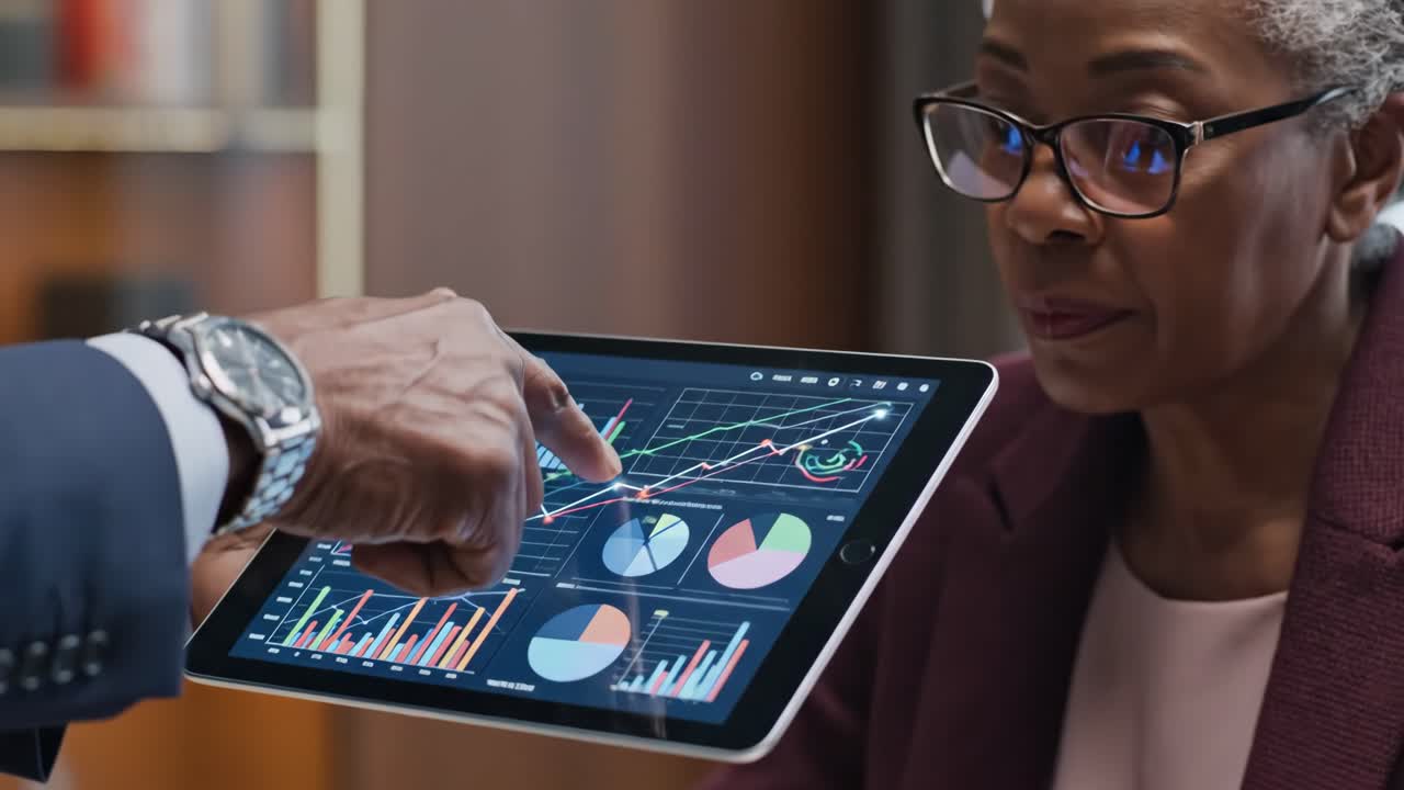 Business meeting with tablet presentation