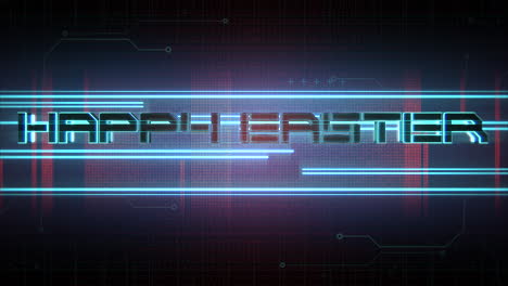 felices pascuas con elementos hud cyberpunk en pantalla digital