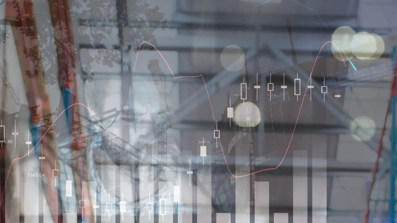 анимация обработки финансовых данных над уставшим человеком с помощью компьютера