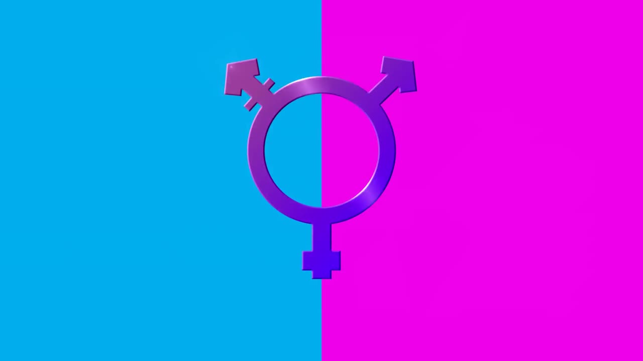 Simbolo transgender su sfondo rosa e blu
