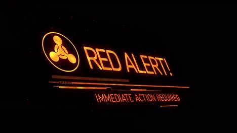 animation of red alert sign and text on black background